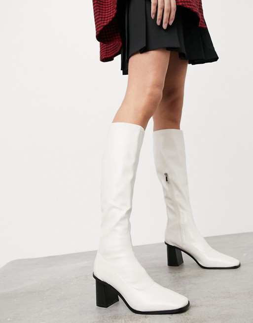RAID Lennyo knee high boots in white leather look