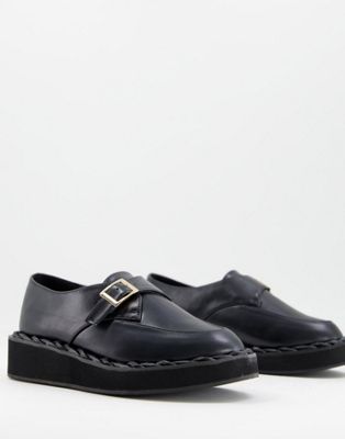 Leonie flat shoes with buckle detail in black