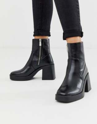 black chunky ankle boots