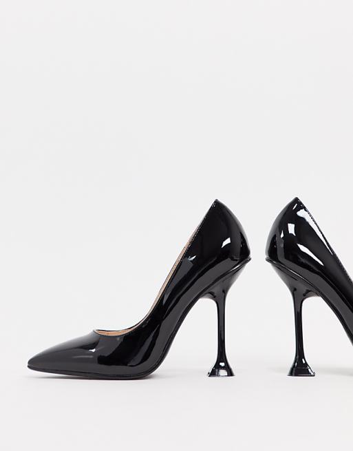 RAID Lianni feature heel court shoe in black patent | ASOS