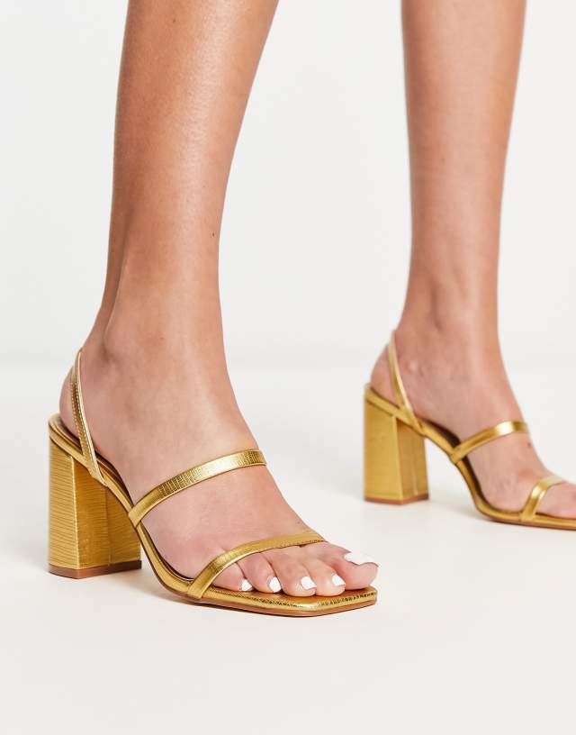 Raid - libra block heeled sandals in gold lizard