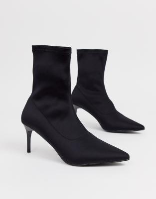 RAID Lillian black pull on pointed sock boots