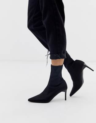 black pointed sock boot