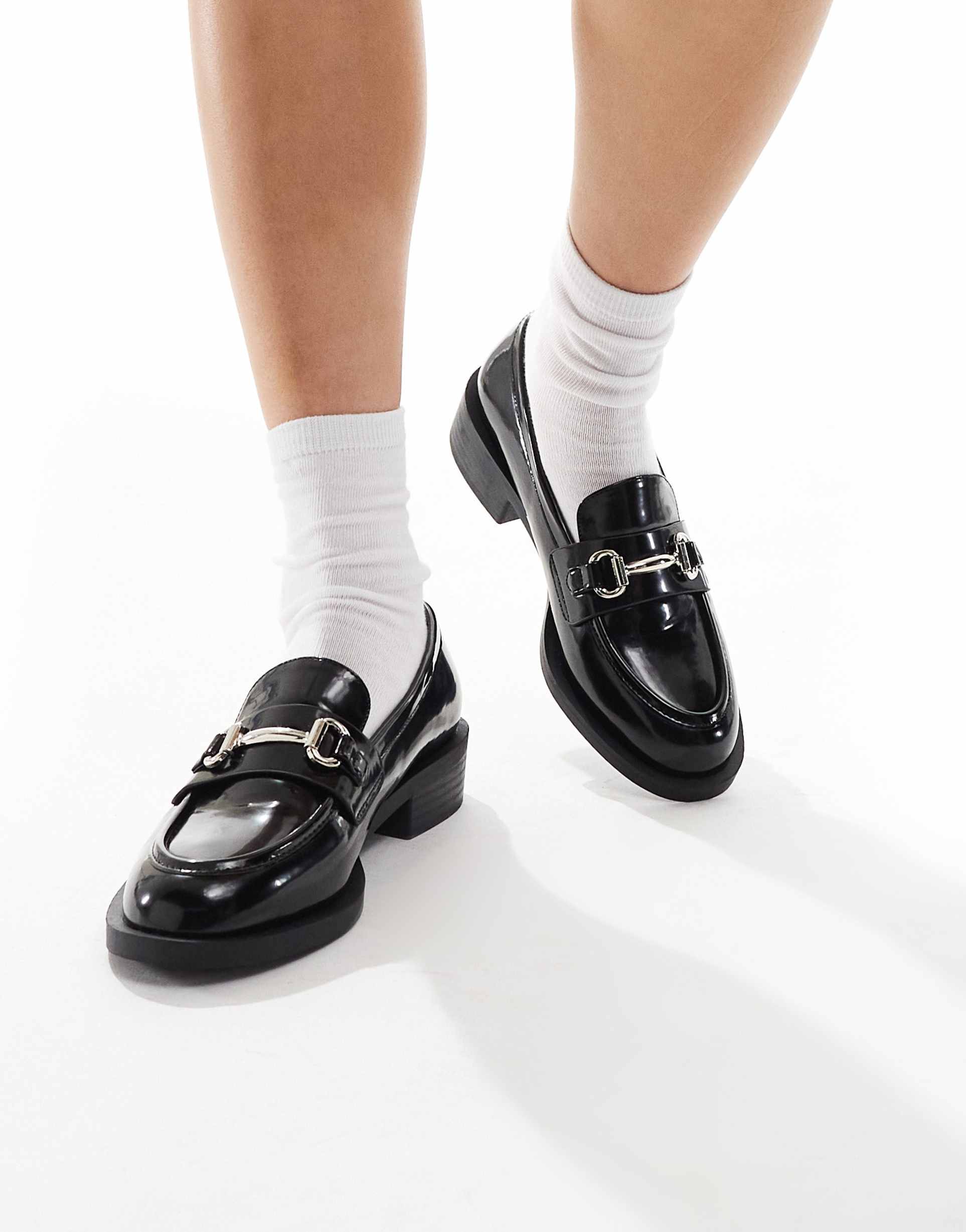 raid linette buckle detail loafers in black