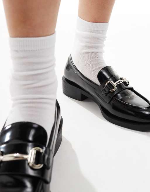RAID Linette buckle detail loafers in black