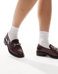 [Raid] RAID Linette buckle detail loafers in burgundy-Red 40 Burgundy patent
