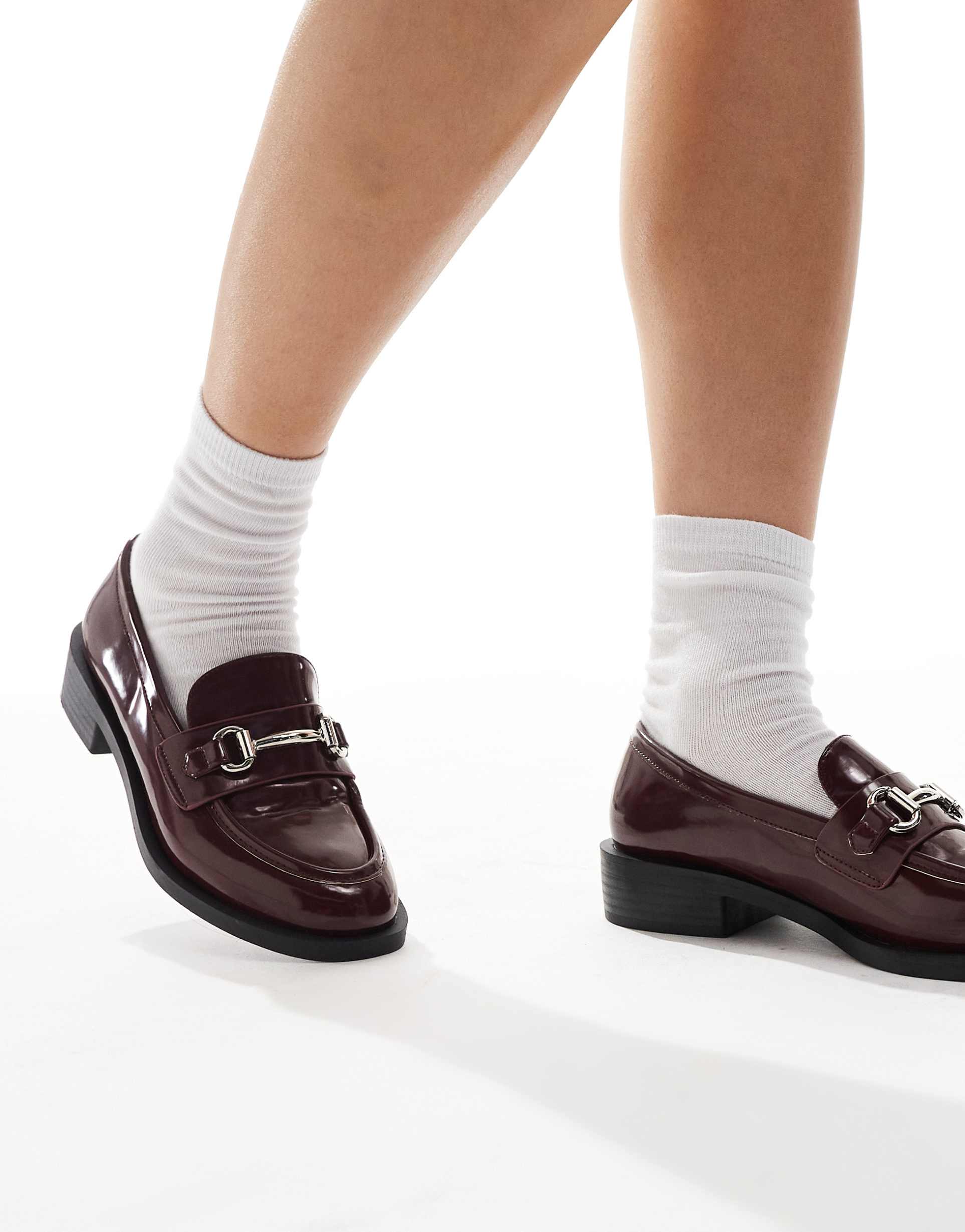 raid linette snaffle detail loafers in burgundy