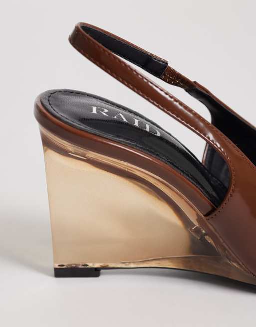 RAID - Louna - Slingback schoenen met doorzichtige sleehak in bruin, 3 van 4