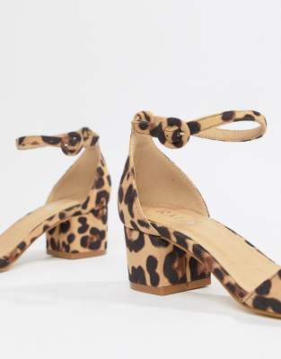 leopard print mid heel sandals
