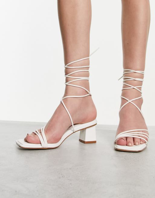 White strappy mid heels hotsell