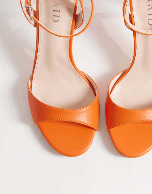 RAID Lynna barely there heeled sandals in orange, 2 of 4