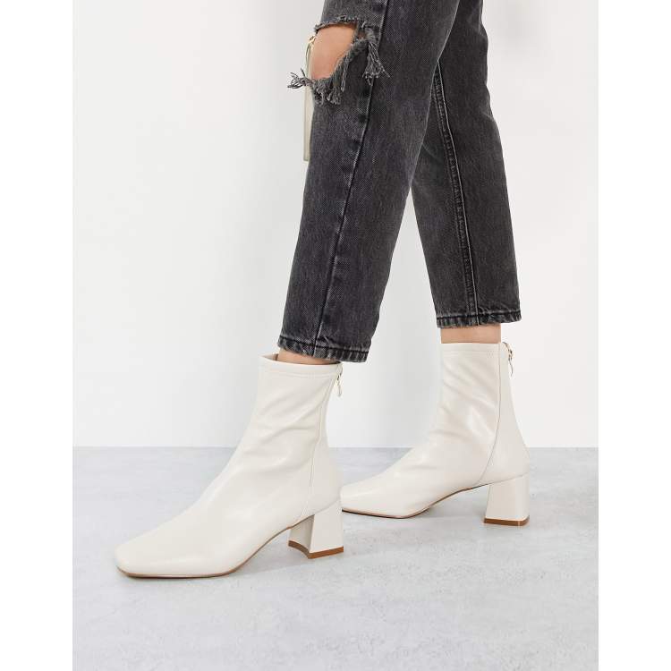 RAID Maddy mid heel sock boots in cream