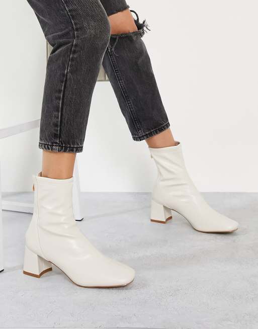 RAID Maddy mid heel sock boots in cream