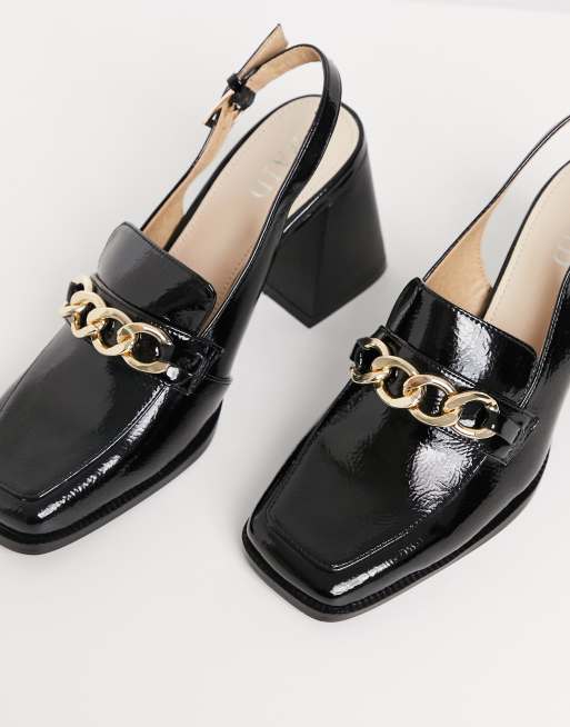 Raid Wide Fit Maeve Sling Back Loafer Shoes in Black