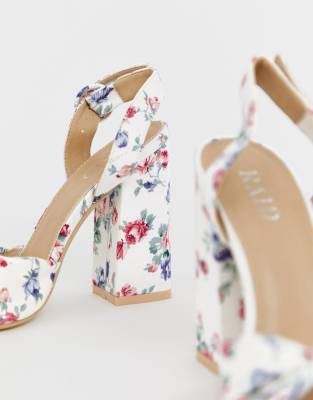 printed block heels