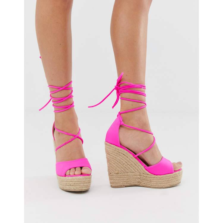 Pink espadrille wedges hot sale