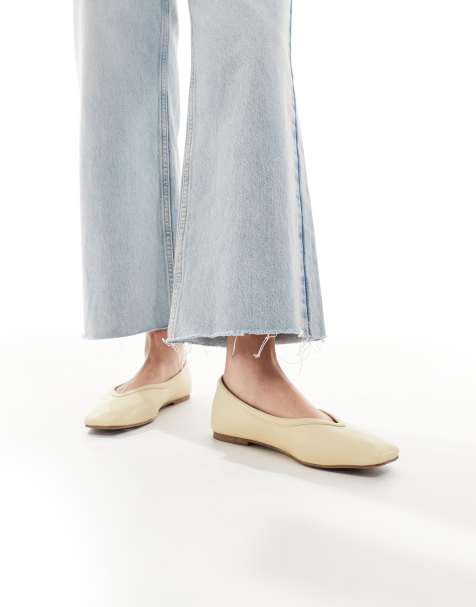 RAID Maryana square toe ballet flats in butter yellow - view 1
