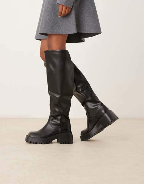 RAID Maureen knee boots with buckle detail in black - view 1