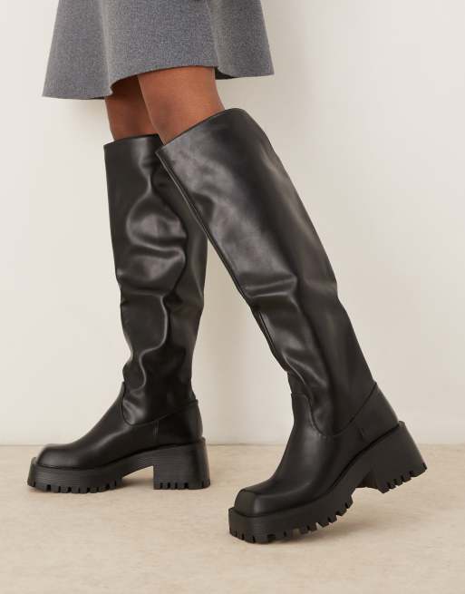 RAID Maureen knee boots with buckle detail in black, 3 of 4