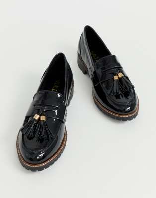 black patent loafers