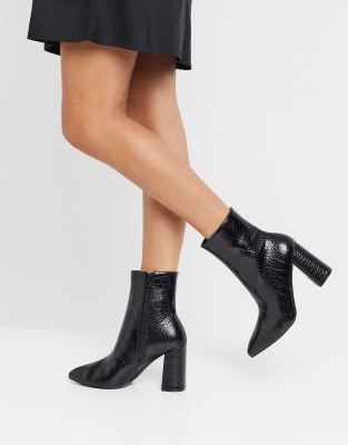 croc heeled ankle boots