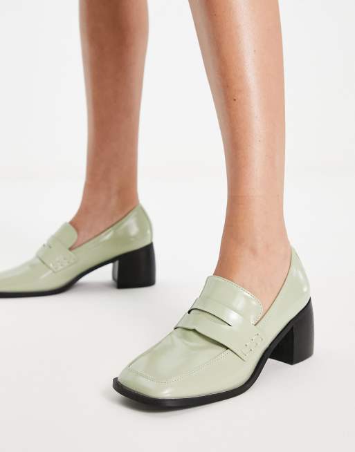 Stacked heel loafers clearance womens