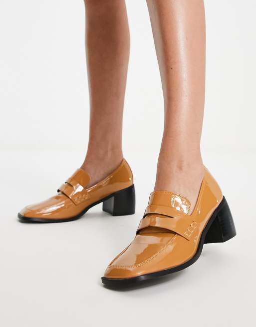 Raid – Megna – Loafer in bronzefarbener Lackoptik mit Absatz