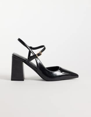 Raid Merrill Block Heeled Slingback Shoes With Pointed Toes In Black