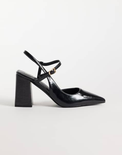 RAID Merrill block heeled slingback shoes with pointed toes in black - view 1