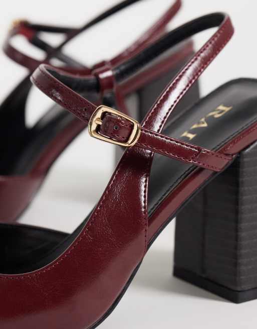 RAID Merrill slingback con tacco largo e punta affusolata in bordeaux, 2 di 4