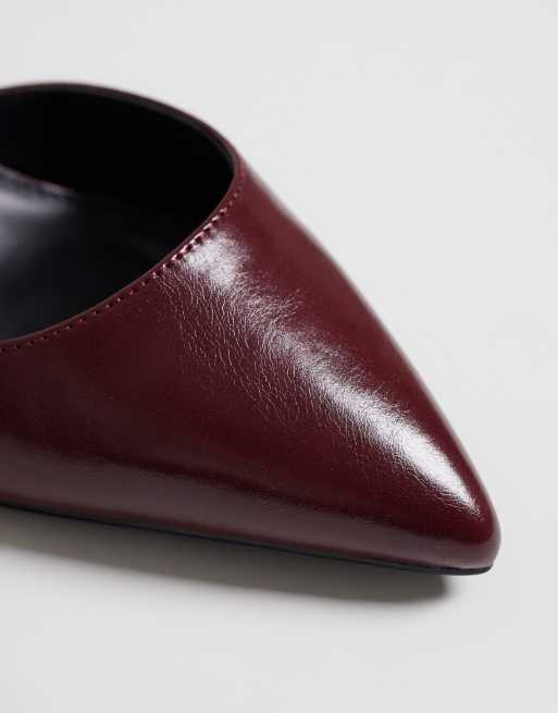RAID Merrill slingback con tacco largo e punta affusolata in bordeaux, 4 di 4