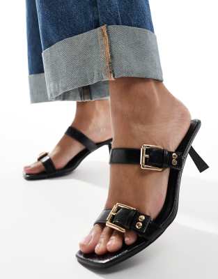 Raid Mesmerize Kitten Heeled Sandals With Buckles In Black