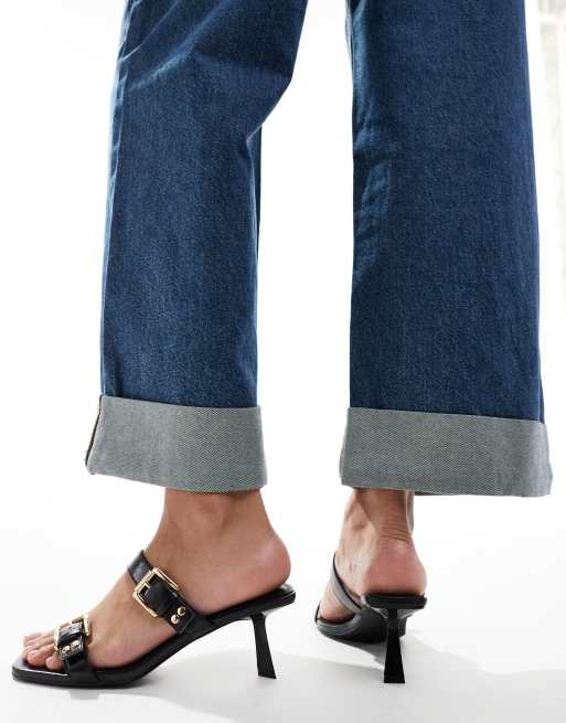 RAID Mesmerize kitten heeled sandals with buckles in black, 3 of 4