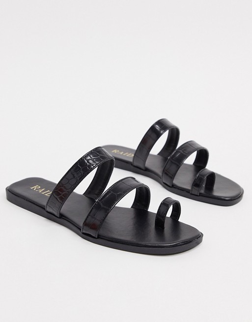 RAID Millie toe loop flat sandals in black