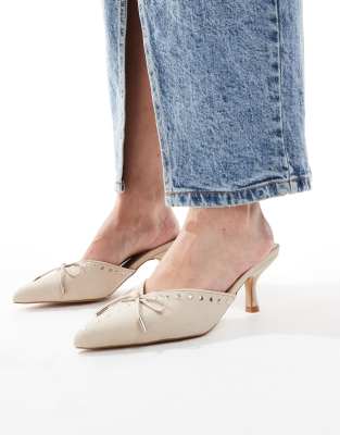 Mimi kitten heel mules in beige-Neutral