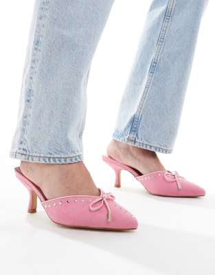 Mimi kitten heel mules in pink