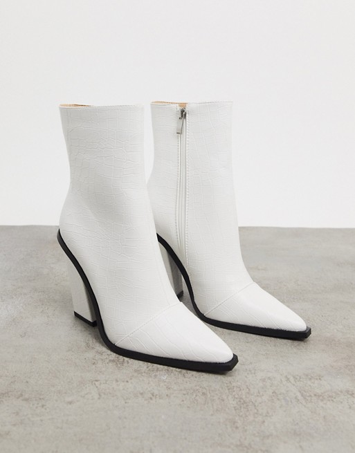 RAID Mirren heeled ankle boots in white croc