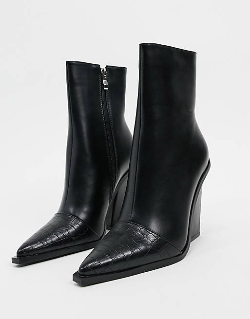RAID Mirren heeled ankle boots in black croc mix