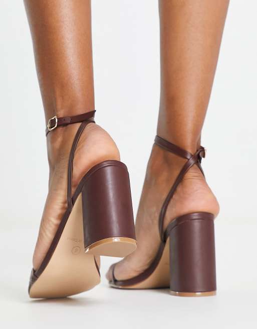 Raid Molika mid heel sandals in dark brown | ASOS