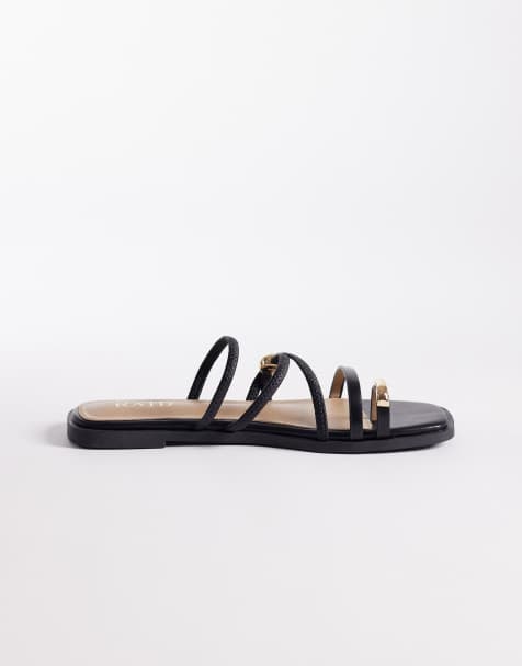 RAID – Moon – Flache Sandalen in Schwarz mit Metalldetail - view 1