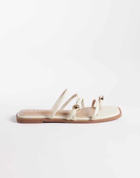 RAID Moon flat sandals with metal detail in cream - view 1