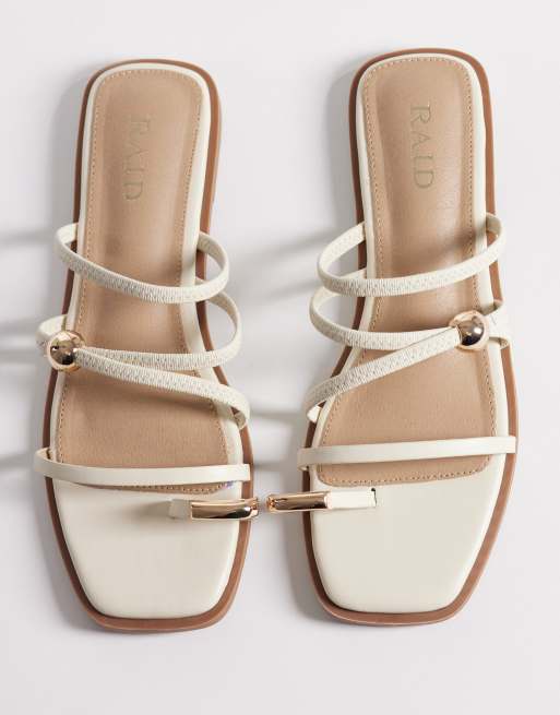 RAID – Moon – Gräddvita, platta sandaler med metalldetaljer, 2 av 4