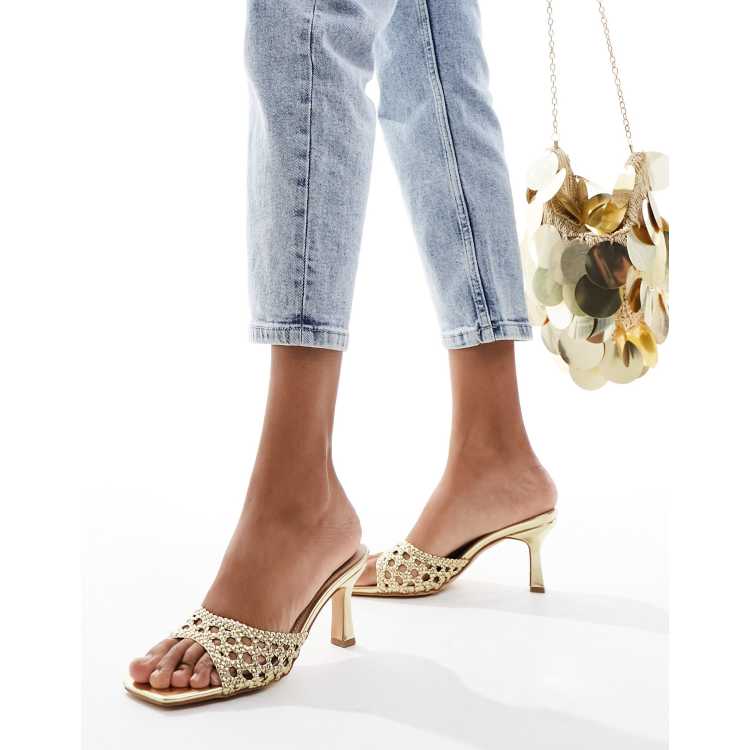 RAID Morella Mules tressées à petit talon Doré ASOS