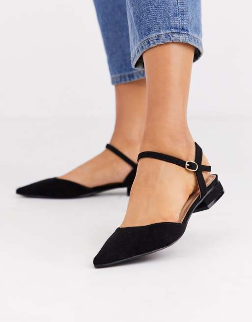 RAID Myla black ankle strap flat shoes | ASOS