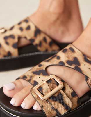Raid Narina Asymmetric Double Buckle Flatform Sandals In Multi