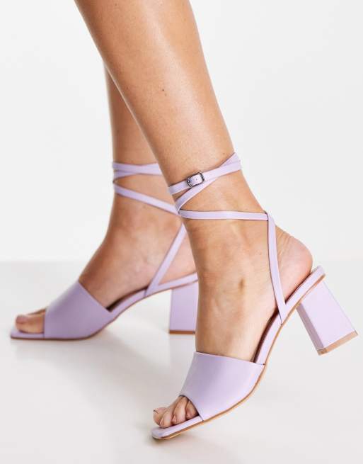 RAID Naya tie ankle mid heeled sandals in lilac