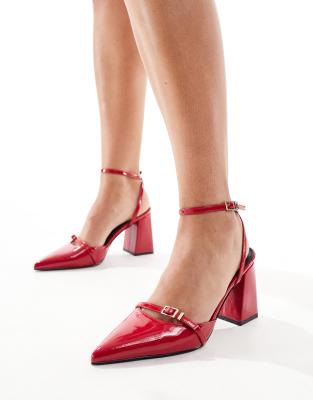 Neim block heeled shoes in cherry-Red