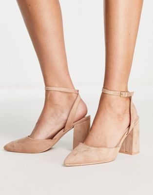  Neima block heeled shoes in beige micro