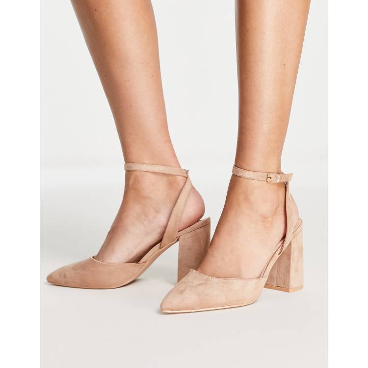 RAID Neima block heeled shoes in beige micro