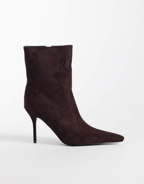 RAID Nerissa faux suede stiletto heel high ankle boots in brown - view 1